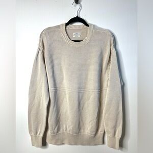 All Saints Men's Beige Crewneck Sweater Ling Sleeves SZ XL EUC